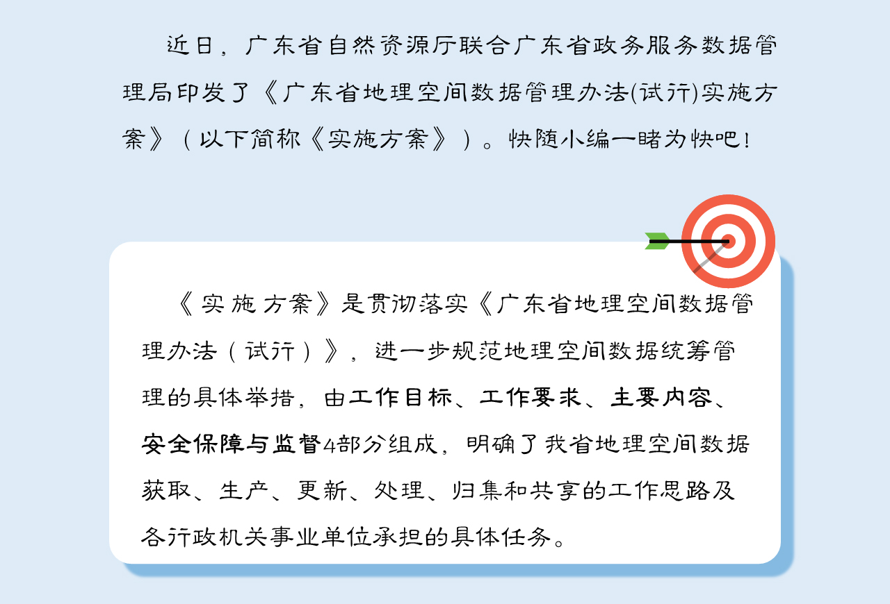 一圖讀懂《廣東省地理空間數(shù)據(jù)管理辦法(試行)實(shí)施方案》