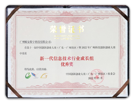 中國(guó)創(chuàng)新創(chuàng)業(yè)大賽成長(zhǎng)組優(yōu)秀獎(jiǎng)
