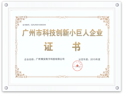科技創(chuàng)新小巨人證書(shū)